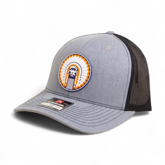 Illinois Fighting Illini Chief Illiniwek 3D Snapback Trucker Hat- Heather Grey - Picture 1 of 3